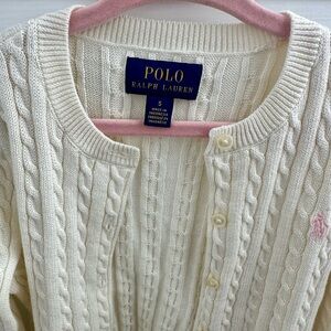 LIKE NEW POLO Ralph Lauren Girls - Size 5 Ivory Cable Knit Cardigan